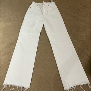 White Zara Long Straight Leg Jeans